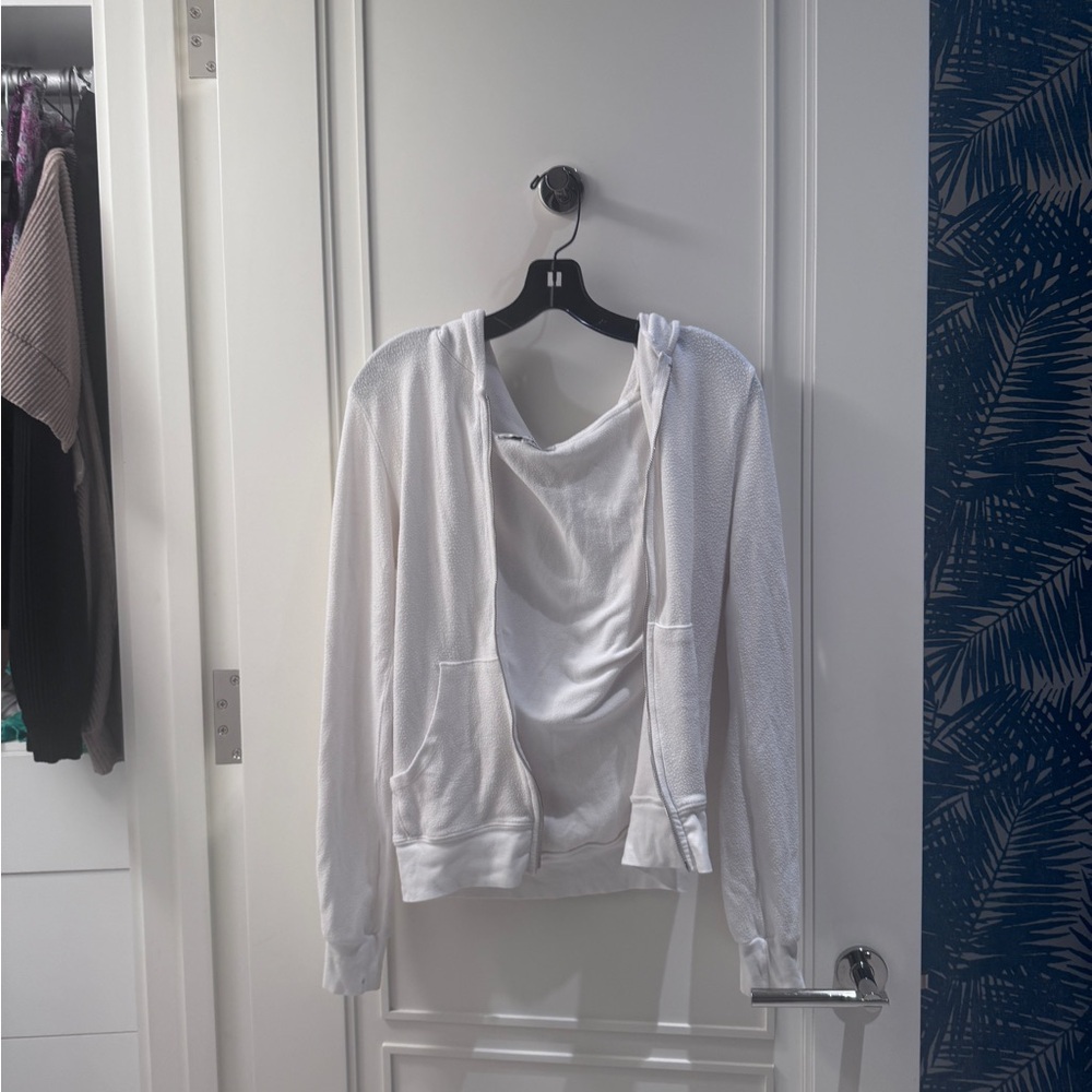White Hooded Zip-Up Jacket